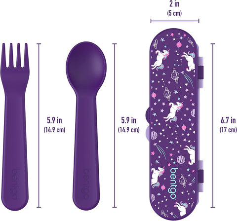 Bentgo Kids Plastic Utensil Set with Fork, Spoon, & Storage Case