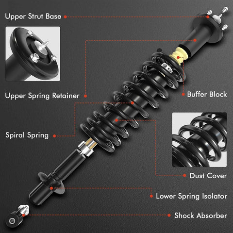 A-Premium Rear Load Adjusting Shock Absorbers w/Coil Springs, Set of 2