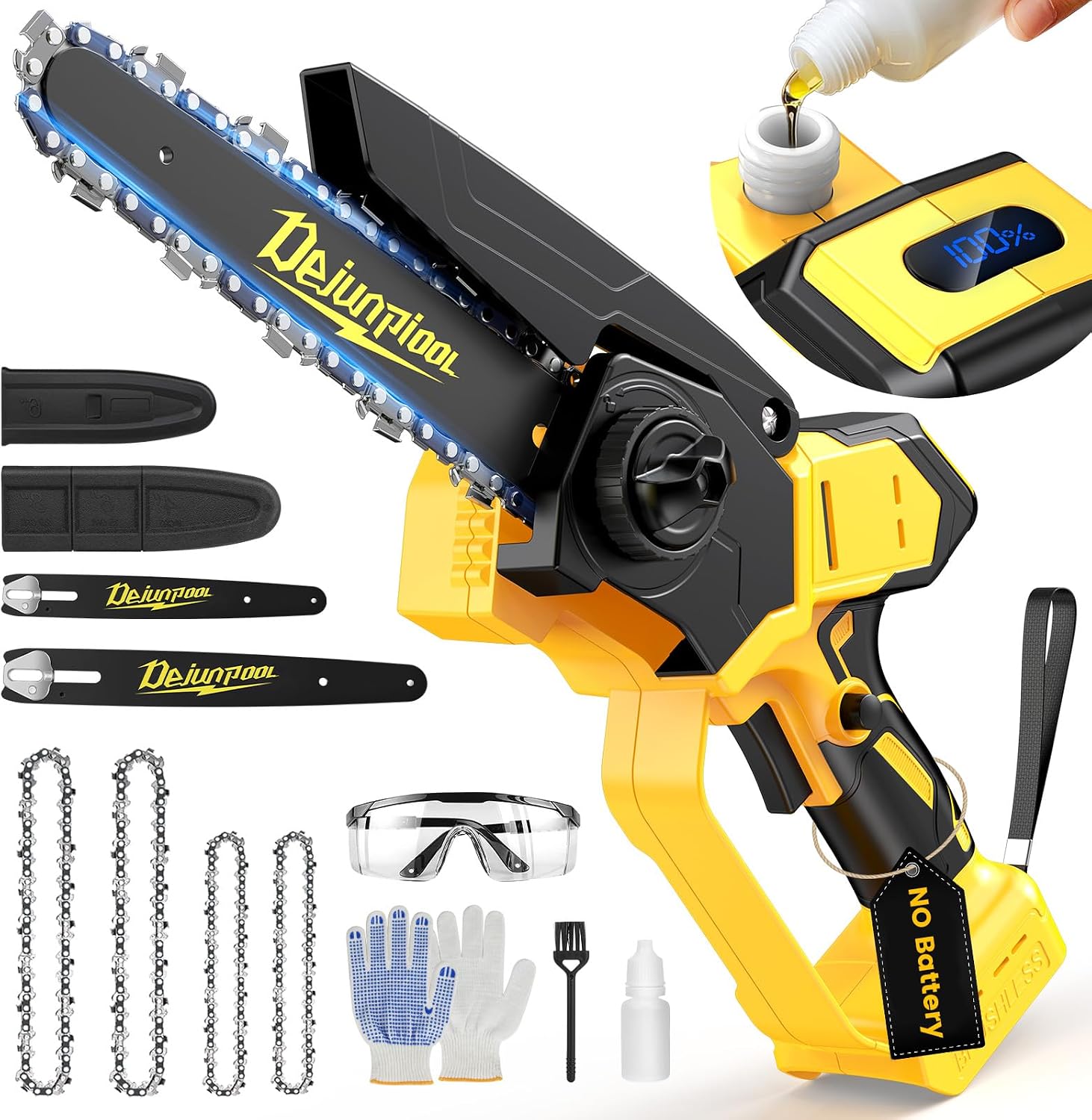 Cordless Mini Chainsaw Compatible with Dewalt 20V MAX Battery, 1200W 6 Inch & 8 Inch Small Electric Chainsaw Brushless, Auto Oiler, Handheld Pruning Tree Saw Gift for Men Husband Fathers (Tool Only)