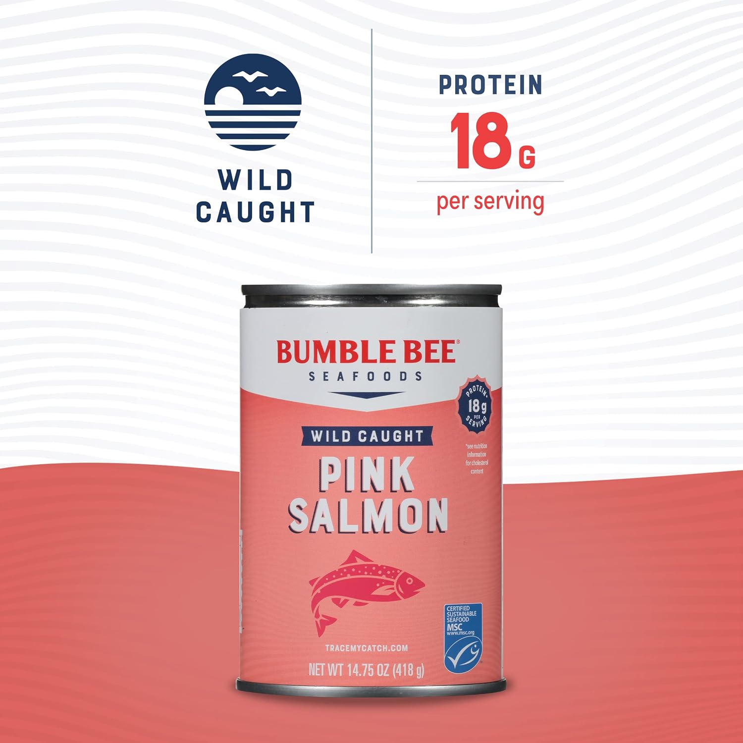 Bumble Bee Wild Caught Pink Salmon with Skin & Bones, 14.75 oz (Pack of 12) | 18g Protein per Serving, Omega-3 Rich, Gluten Free, Keto Friendly