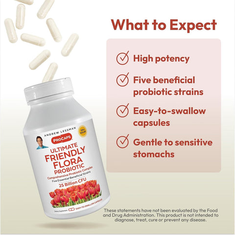 ANDREW LESSMAN ProCaps Probiotic 25B CFU 120 Capsules for Women & Men