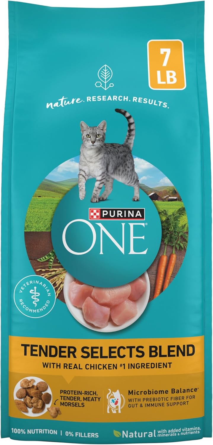 Purina ONE Tender Selects Dry Cat Food, Chicken, 7 lb Bag