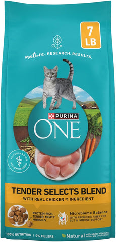 Purina ONE Tender Selects Dry Cat Food, Chicken, 7 lb Bag