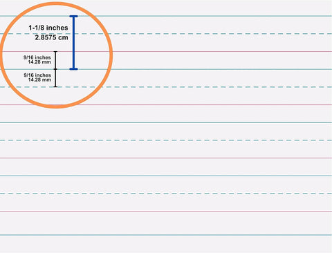Pacon Handwriting Paper, Zaner-Bloser Grades Pre-K & K, 1-1/8" x 9/16" x 9/16" Ruled 10-1/2" x 8", Ruled Long, 40 Sheets