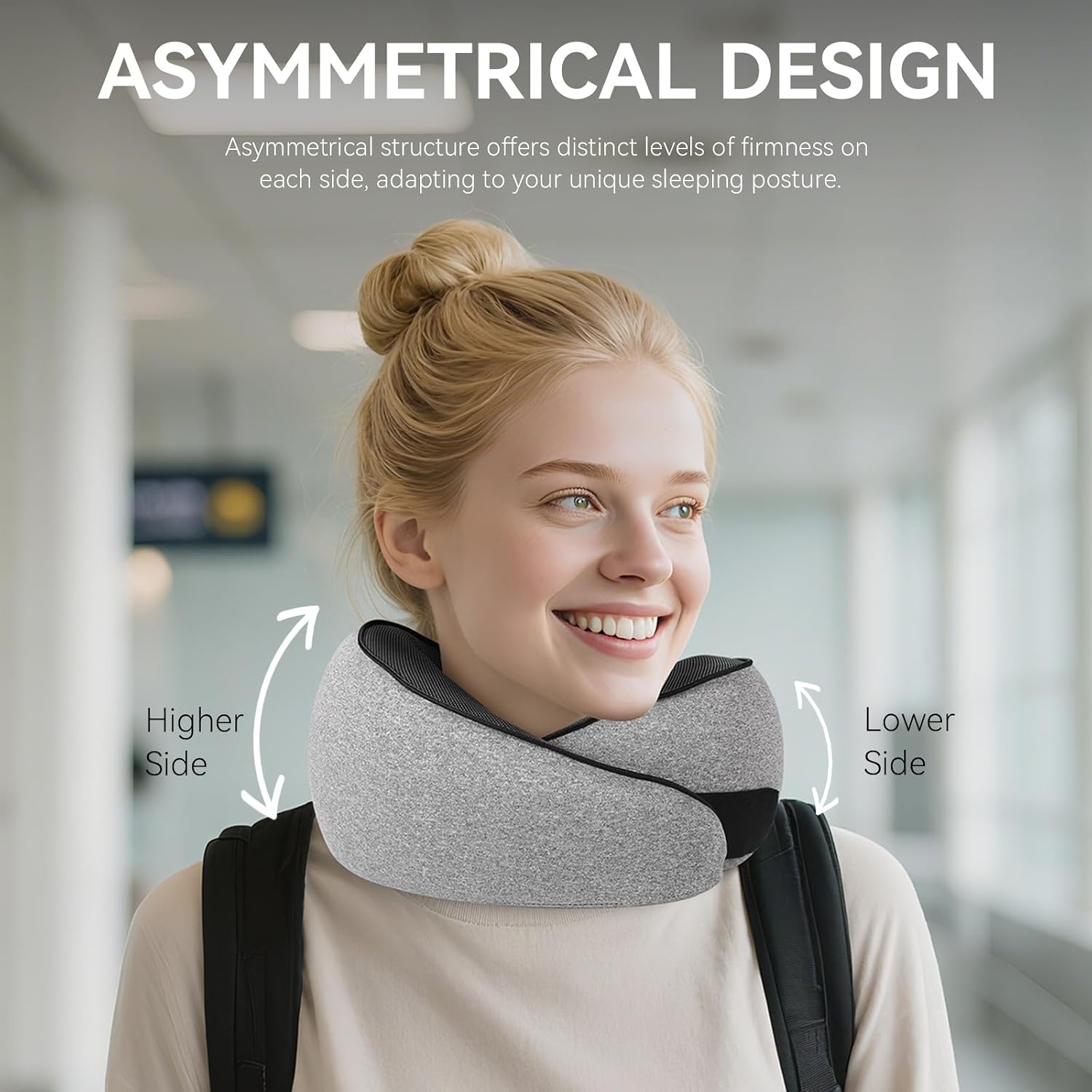 SZXYX Travel Pillows - 100% Pure Memory Foam Neck Pillow for Airplanes, Comfortable Breathable Cover, 360° Support Stowable Pillows for Sleeping, Car, Airport Travel Essentials, Dark Gray