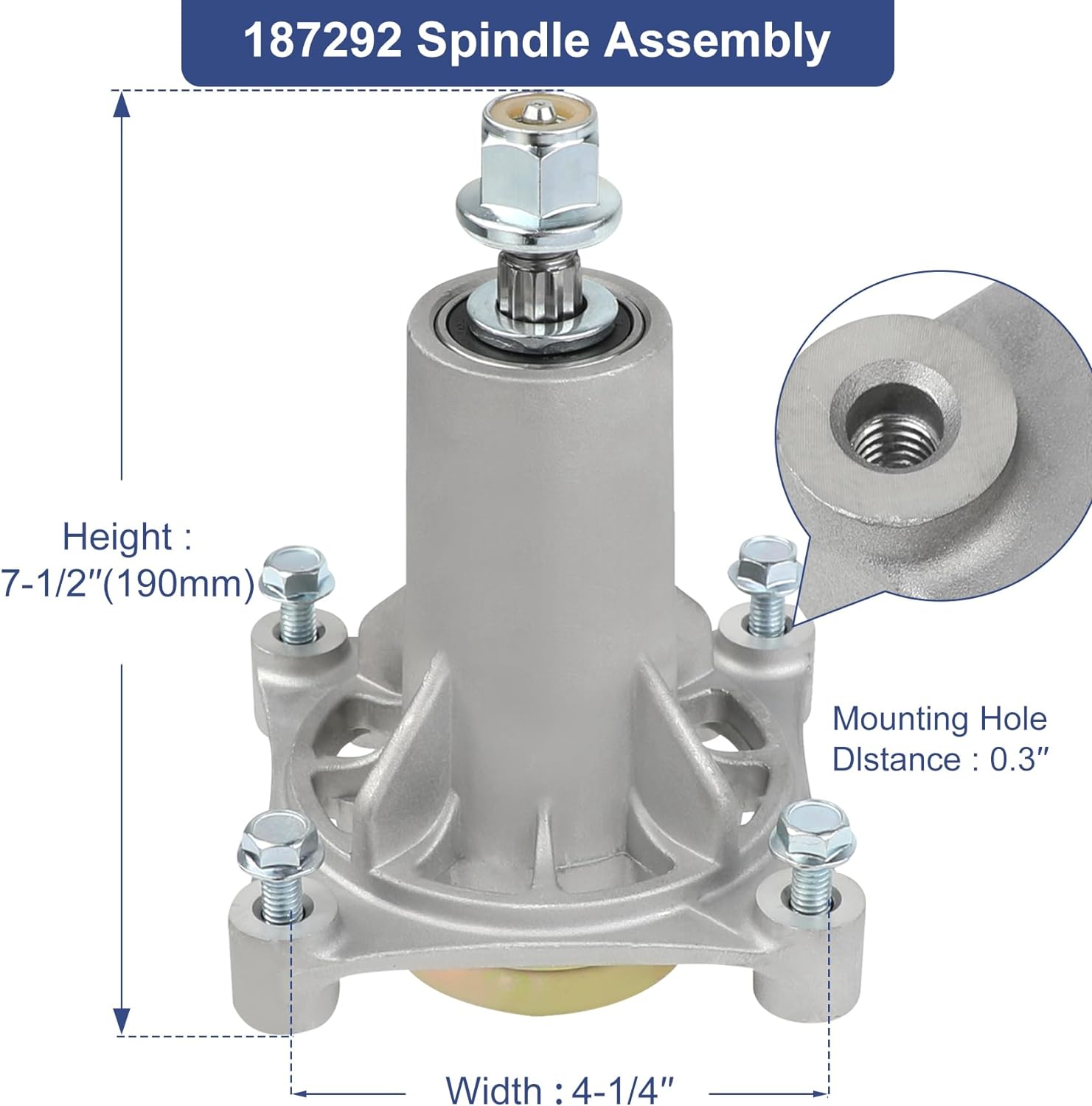 3 Pack 187292 192870 532187281 532187292 567253301 587819701 yth22v46 yth24v48 spindle 187292 Mandrel Assembly 42" 46" 48" 54" mower deck spindle Compatible with Husqvarna Craftsman Ariens Poulan Pro