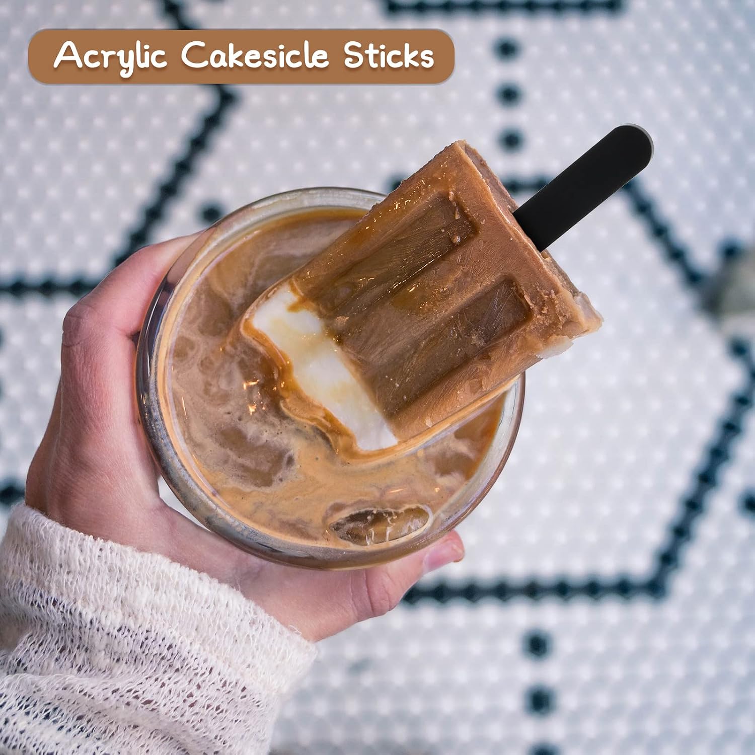 30 Pcs Reusable Acrylic Cakesicle Sticks, 4.5 Inches, Black