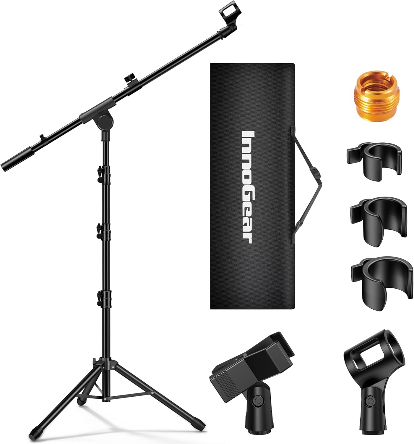 InnoGear Mic Stand Tripod Boom Arm Floor Microphone Stand Height Adjustable
