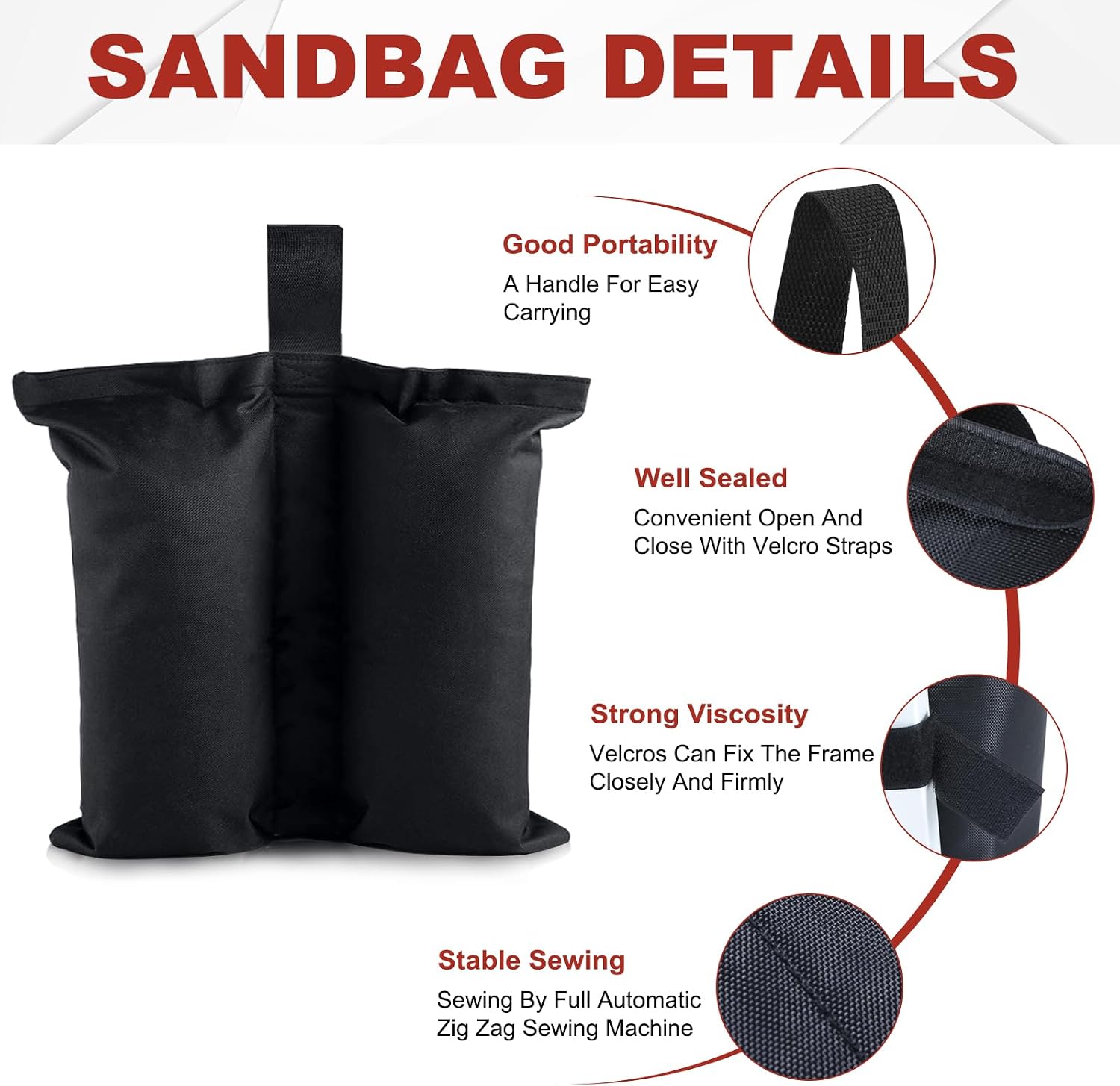ABCCANOPY Canopy Weights 120 LBS Tent Sand Bags,4-Pack Black(No Sand)