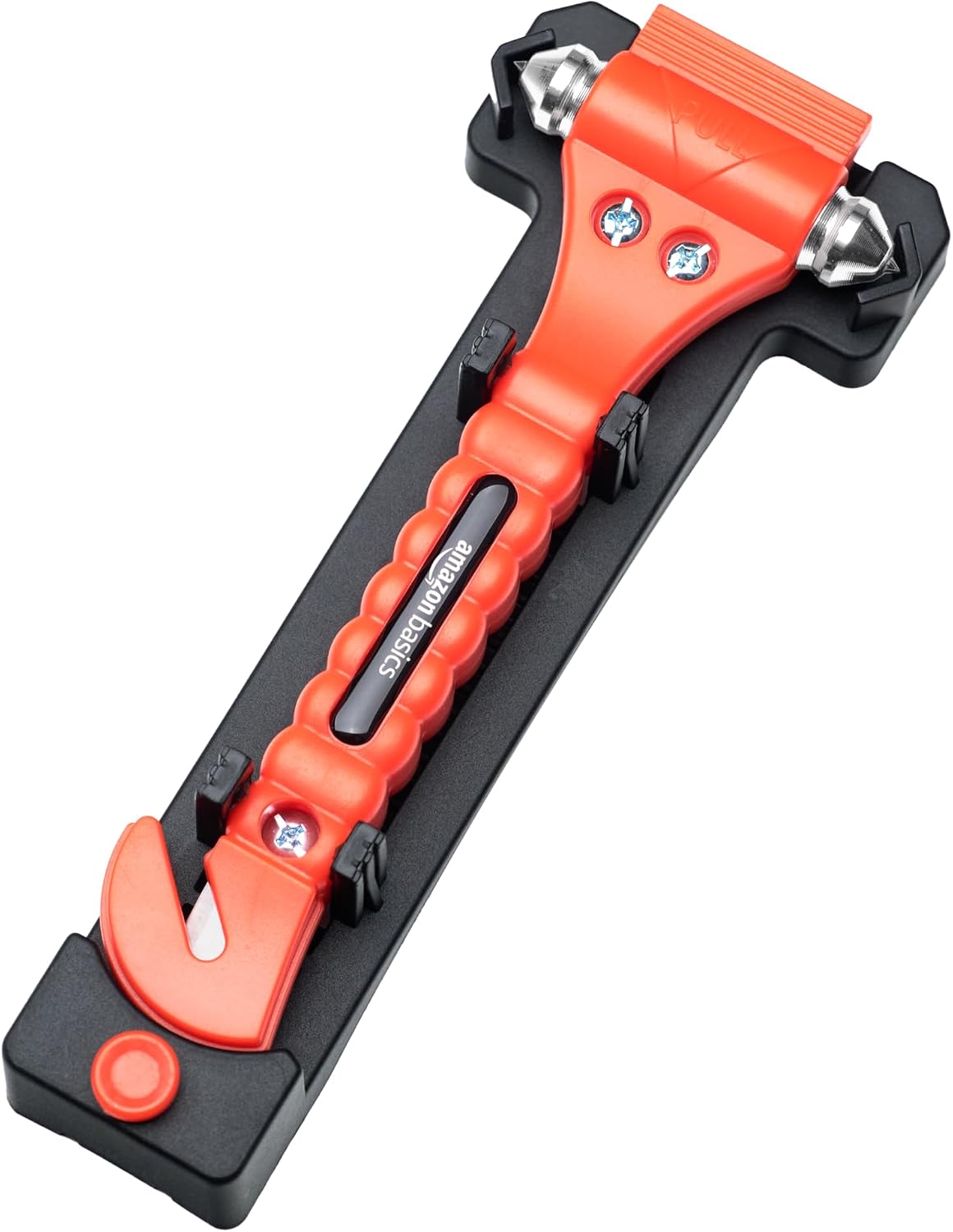 Amazon Basics Emergency Escape Tool, Window Breaker and Seatbelt Cutter, Car Safety Hammer with Protective Bracket, Bright Orange, 2 Pack, SW-835