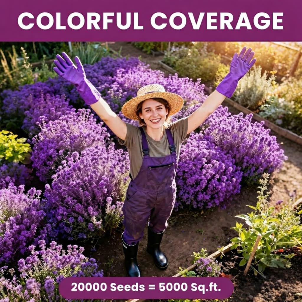 20000+ Creeping Thyme Seeds (Thymus Serpyllum), Ground Cover Seeds, Fragrant Lawn Alternative for Garden, Paths & Landscaping (10g / 0.35 oz)