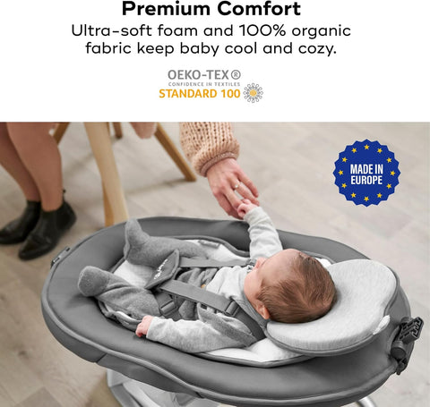 Babymoov Lovenest Baby Head Support, Soft Infant Support for Supervised Awake Time, Stroller & Bouncer Use, Breathable Fabric, Lightweight Newborn Support, Grey
