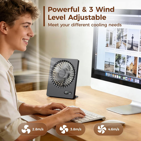 Zuvas Desk Fan Small Rechargeable Battery Table Fans for travel Ultra Quiet