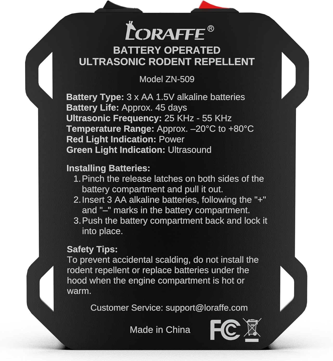 Battery Operated Ultrasonic Under Hood Rodent Repellent for Car Engines