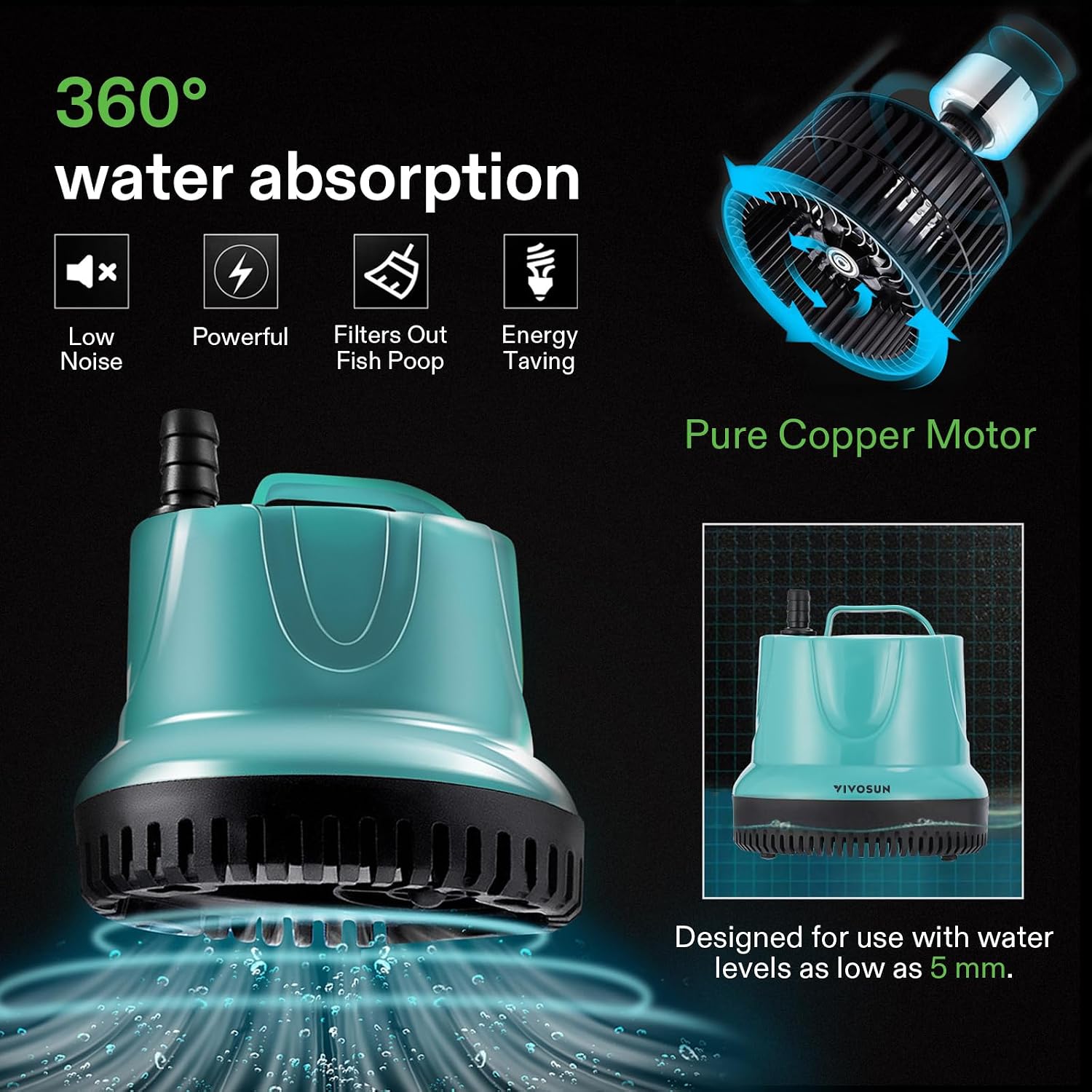 VIVOSUN 850GPH Sub Water Pump for Fish Tank, Pond, Aquarium, Hydroponics