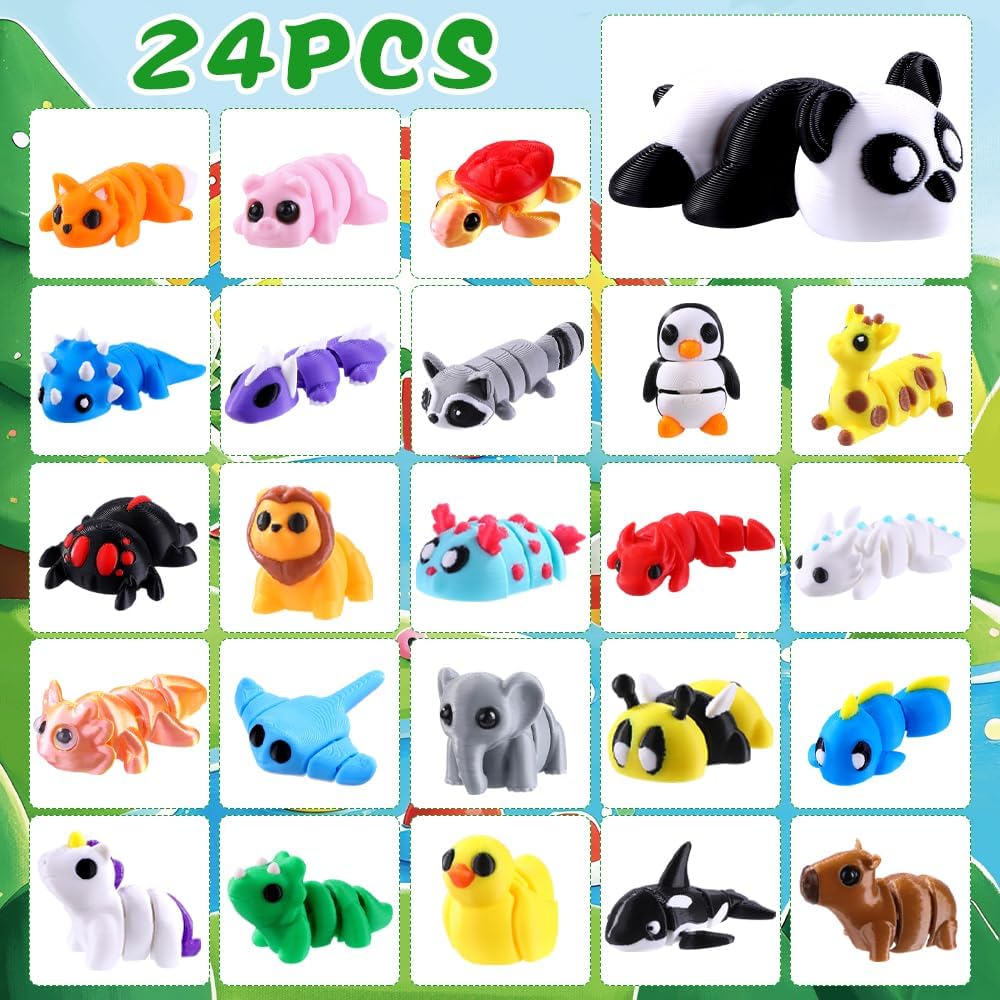 JOICEE 2026 Christmas Advent Calendar with 3D Printed Animals Fidget Toys