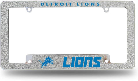Rico Industries NFL Detroit Lions Chrome All Over Automotive Bling License Plate Frame 12'' x 6'' Chrome All Over Automotive Bling License Plate Frame Design for Car/Truck/SUV