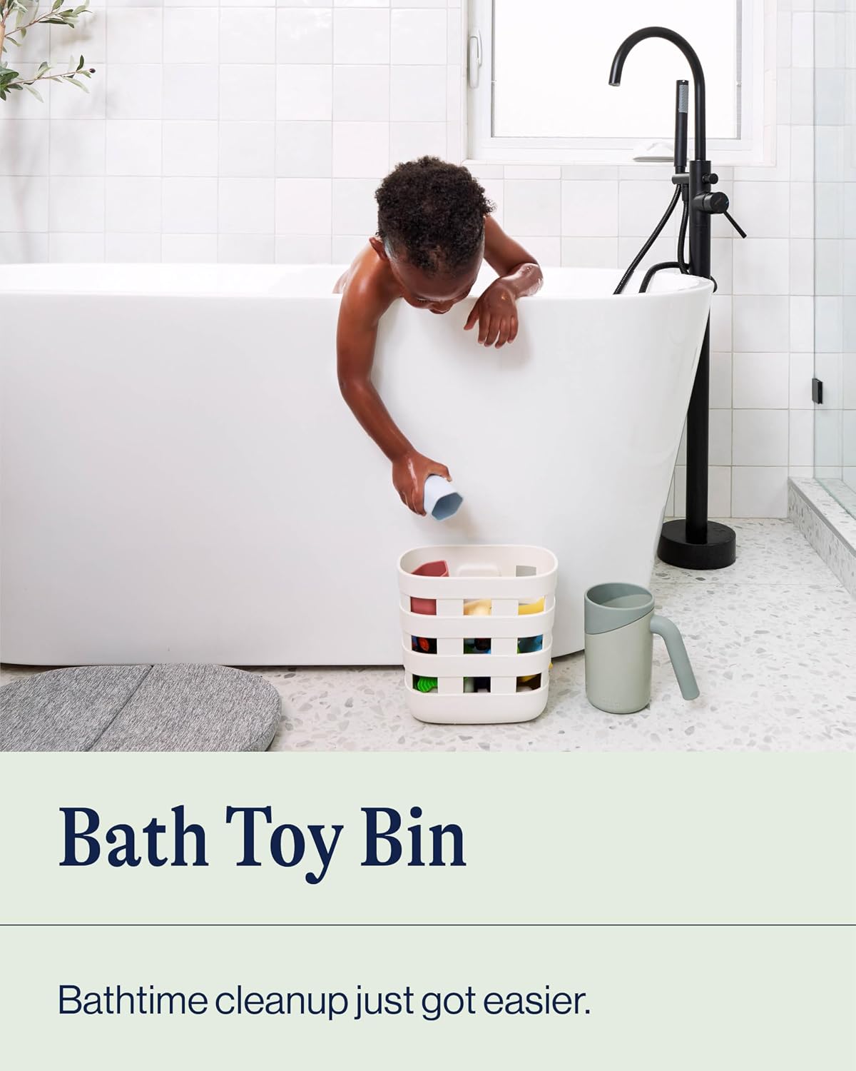 Lalo Bath Time Storage Bin, Removable Drying Bin for Bathtub