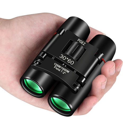 PISEZ 30X60 Compact Binoculars for Adults and Kids，Lightweight Foldable Easy Focus Small Binoculars for Bird Watching Hunting Concert Traveling Theater Opera Sightseeing