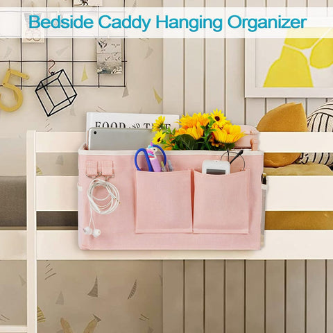 Bedside Caddy, Bedside Storage Bag Hanging Organizer for Bunk Dorm Bed Rail
