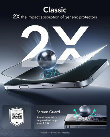 ESR 3 Pack for iPhone 15 Pro Screen Protector, [9H Hardness] [Military Grade Shatterproof] Full Coverage Tempered Glass Film with Easy Installation Tool