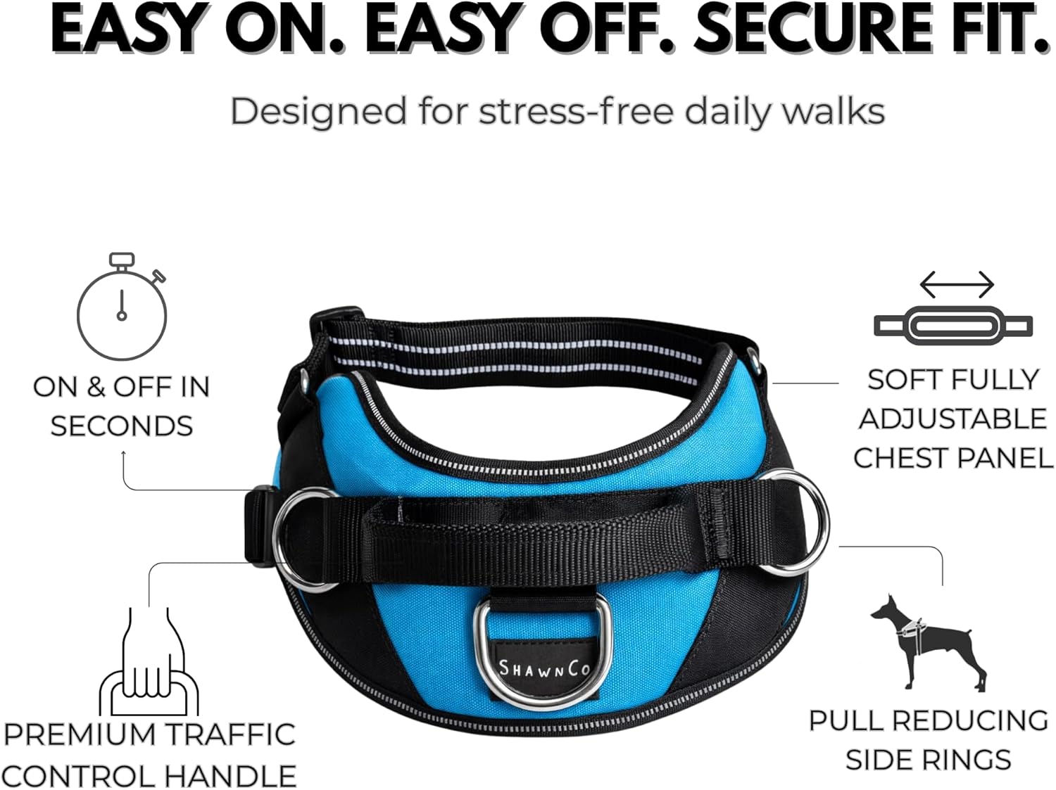 ShawnCo Essential Dog Harness, No-Pull Pet Vest (ICY Lilac,S)