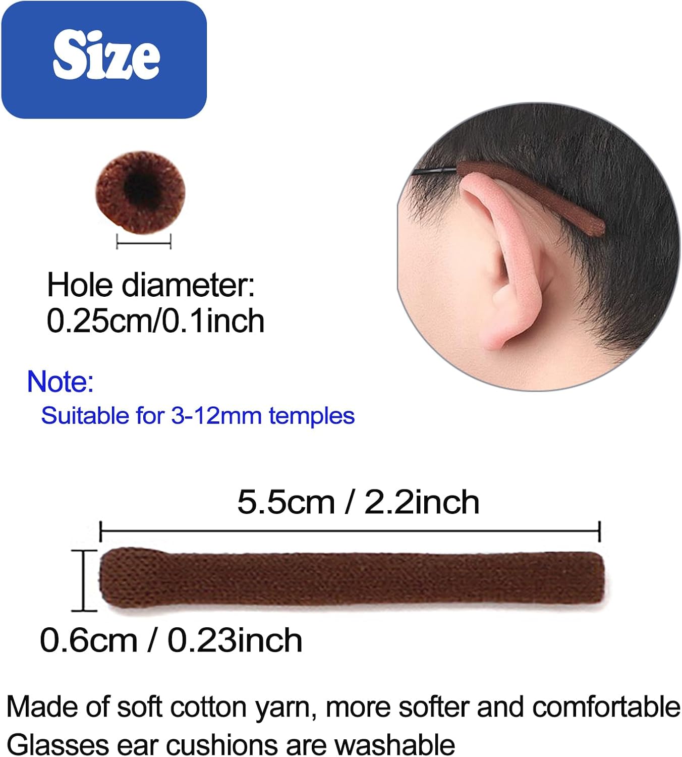 Upgrade Soft Knitting Cotton Glasses Ear Cushion, Eyeglasses Temple Tips Sleeve Retainer, Anti-Slip Elastic Eyeglasses Ear Grips for Glasses Sunglasses- Eye glasses Ear Cushions (2pairs Pink)