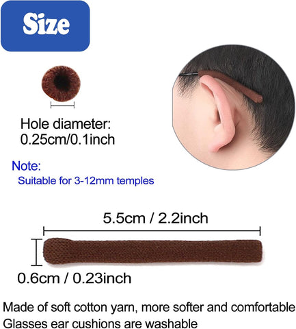 Upgrade Soft Knitting Cotton Glasses Ear Cushion, Eyeglasses Temple Tips Sleeve Retainer, Anti-Slip Elastic Eyeglasses Ear Grips for Glasses Sunglasses- Eye glasses Ear Cushions (2pairs Pink)