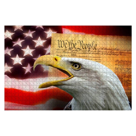 Wooden Puzzle 1000 Pieces Patriotic Symbols of The United States of America United States Jigsaw Puzzles for Children or Adults Educational Toys Decompression Game