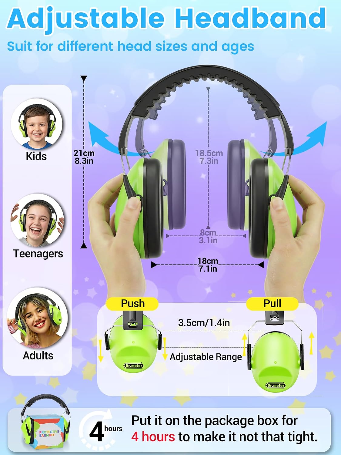 Dr.meter EM100 Noise Cancelling Headphones for Kids Adults, Ear Muffs
