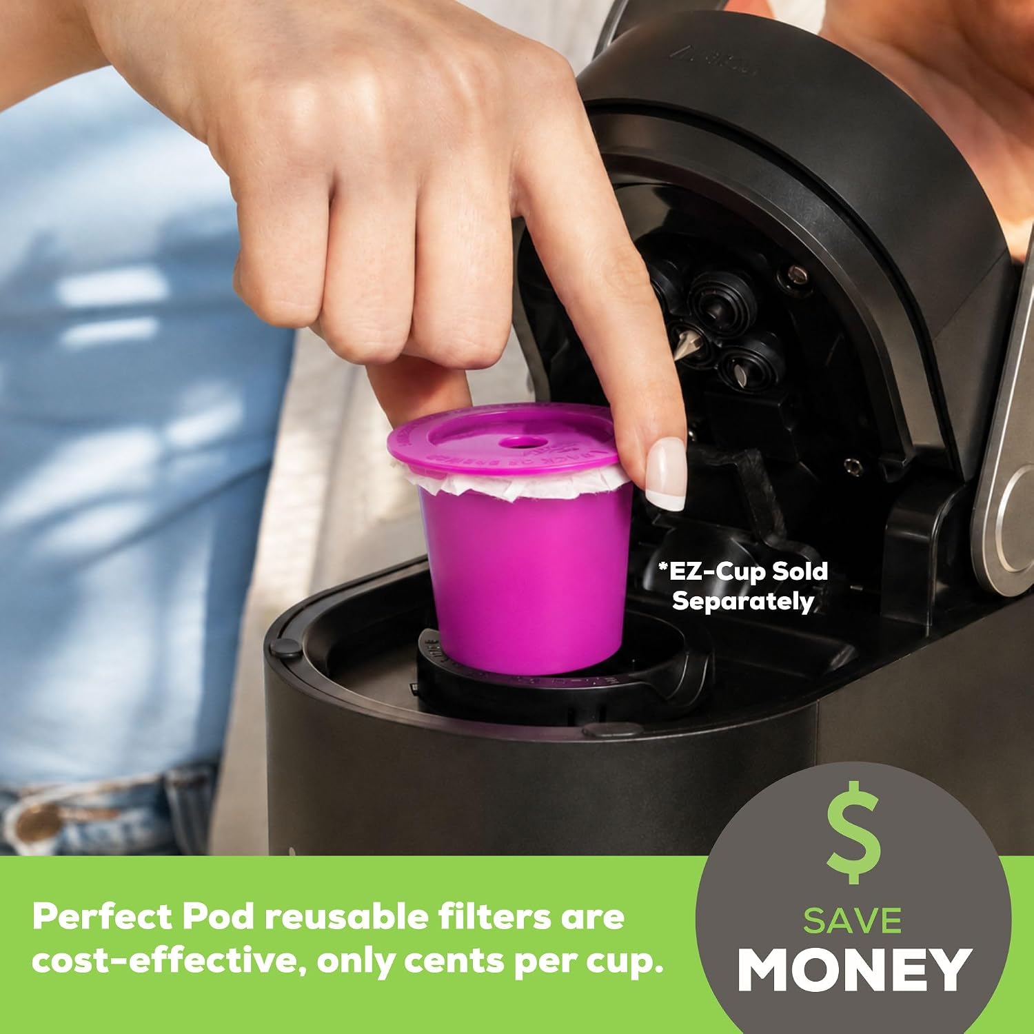 Perfect Pod EZ-Cup Paper Filters with Lid for Reusable Coffee Pods, 300 Ct