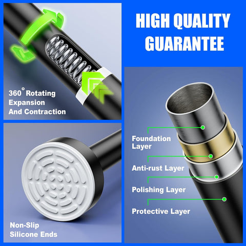 Ausemku Shower Curtain Rod Tension - 32-80 Inch Never Rust Non-Slip Spring Tension Curtain Rod No Drilling Stainless Steel Curtain Rod Use Bathroom Kitchen（Black）