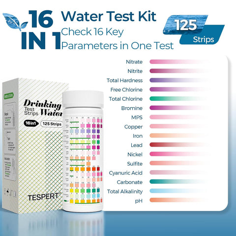 TESPERT 16in1 Water Test Kit 125ct, Lead Water Tester for Drinking Water