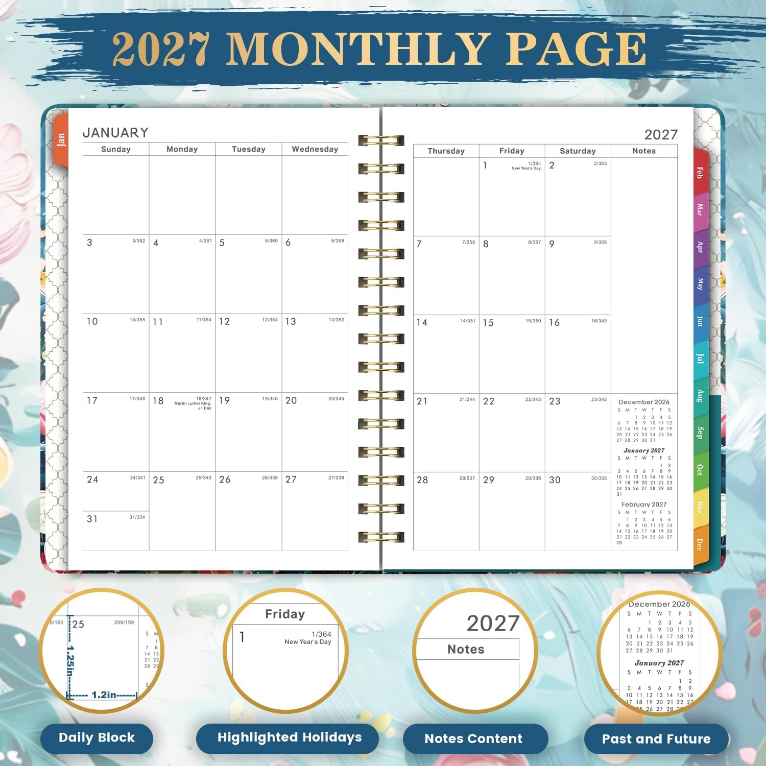 2027 Planner - Jan 2027 - Dec 2027, Weekly Monthly Planner 2027