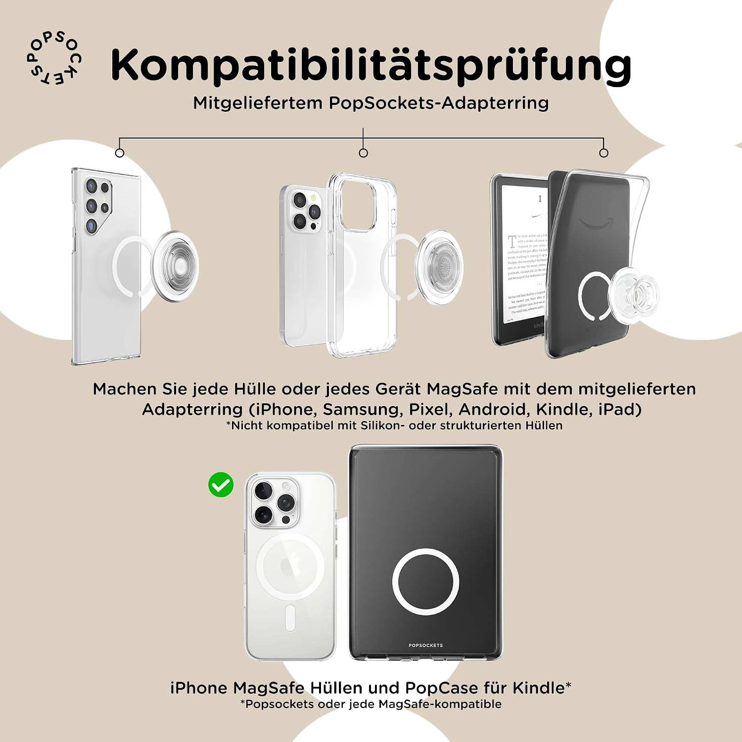 PopSockets Phone Grip for MagSafe, Magnetic Holder- Black Speckle
