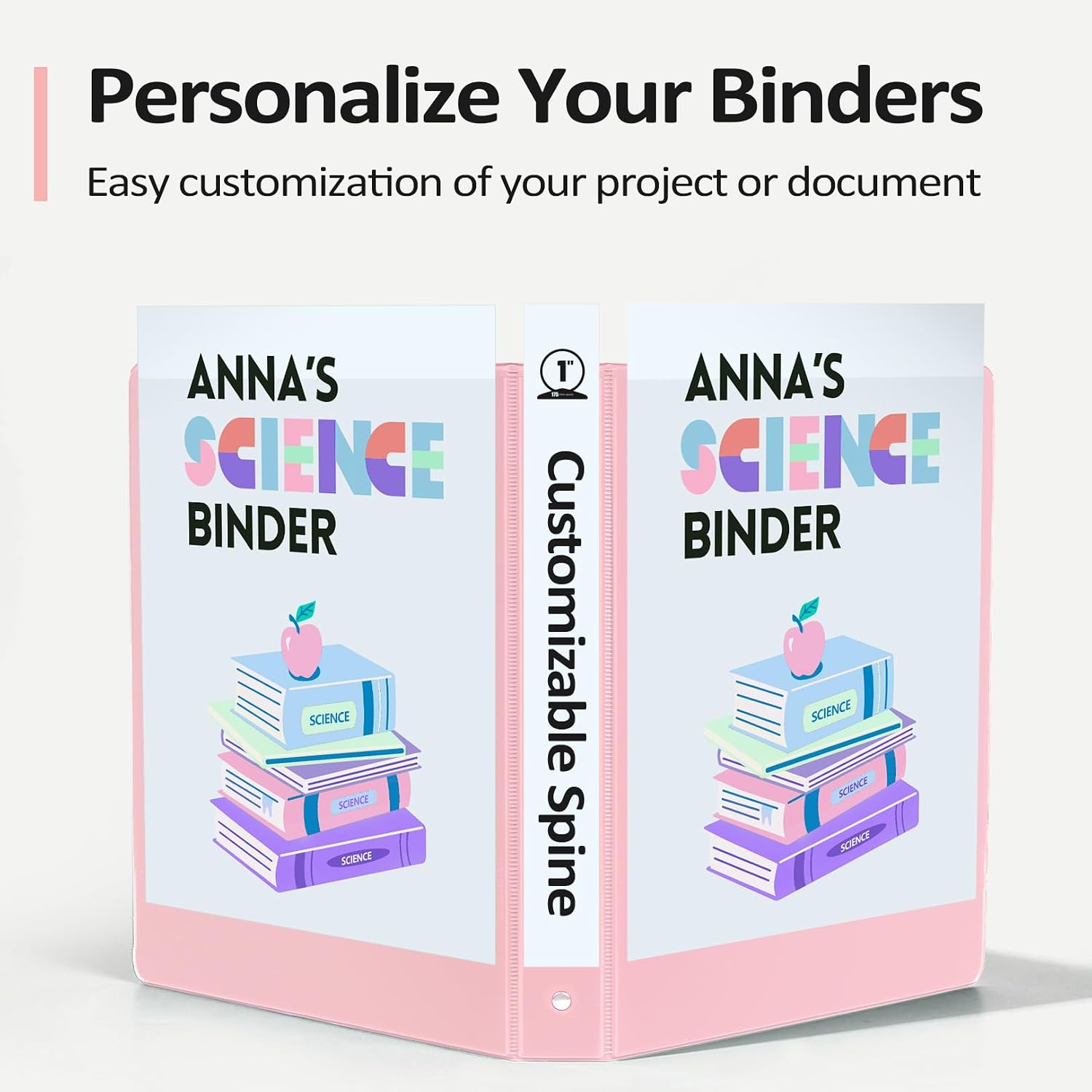 BinderX 3 Ring Binder 1 Inch, 1" Clear View Binder, Light Blue, Letter Size