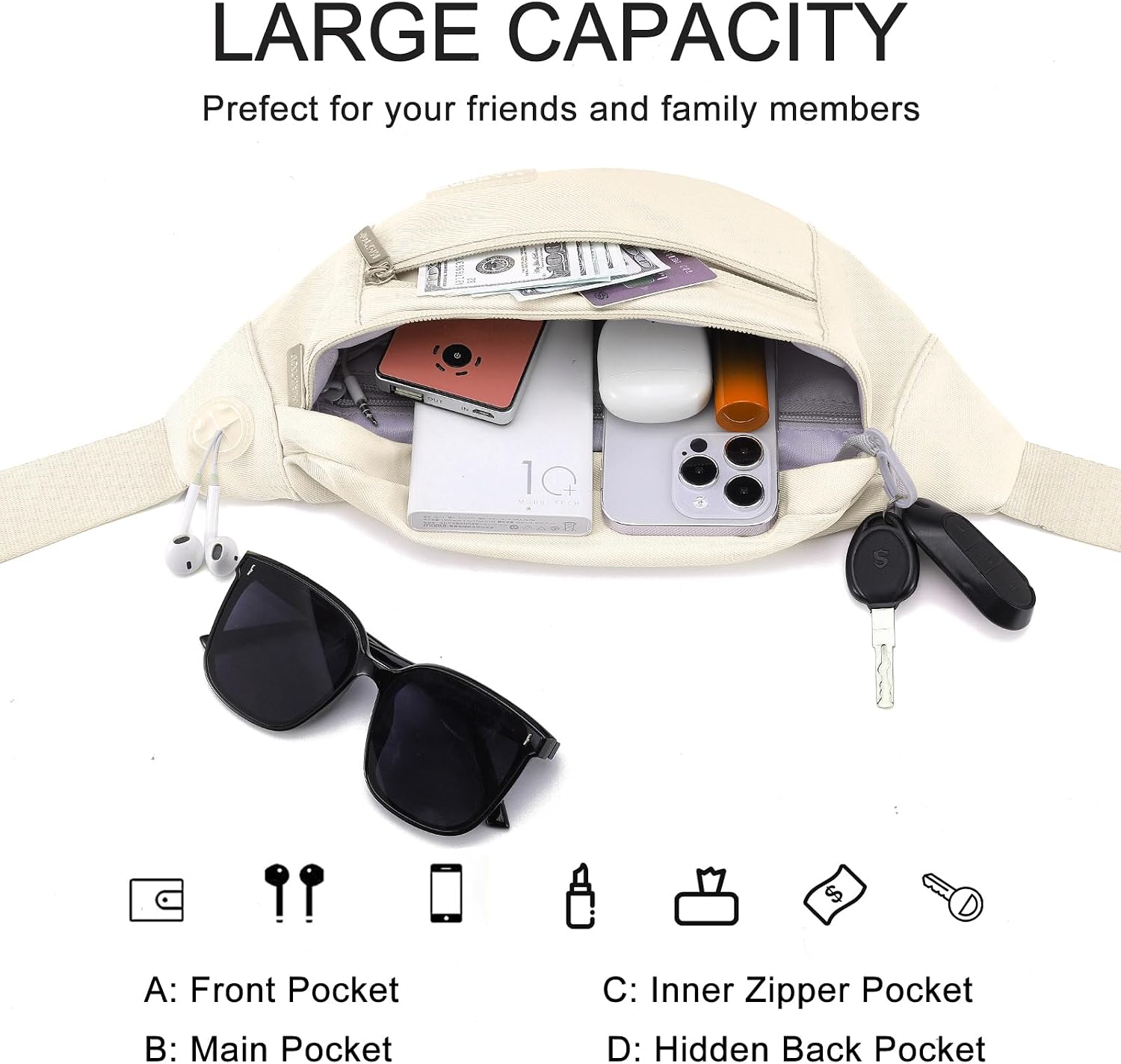 Small Aprocot Cross Body Bag Fashion Shoulder Fanny Pack for Women