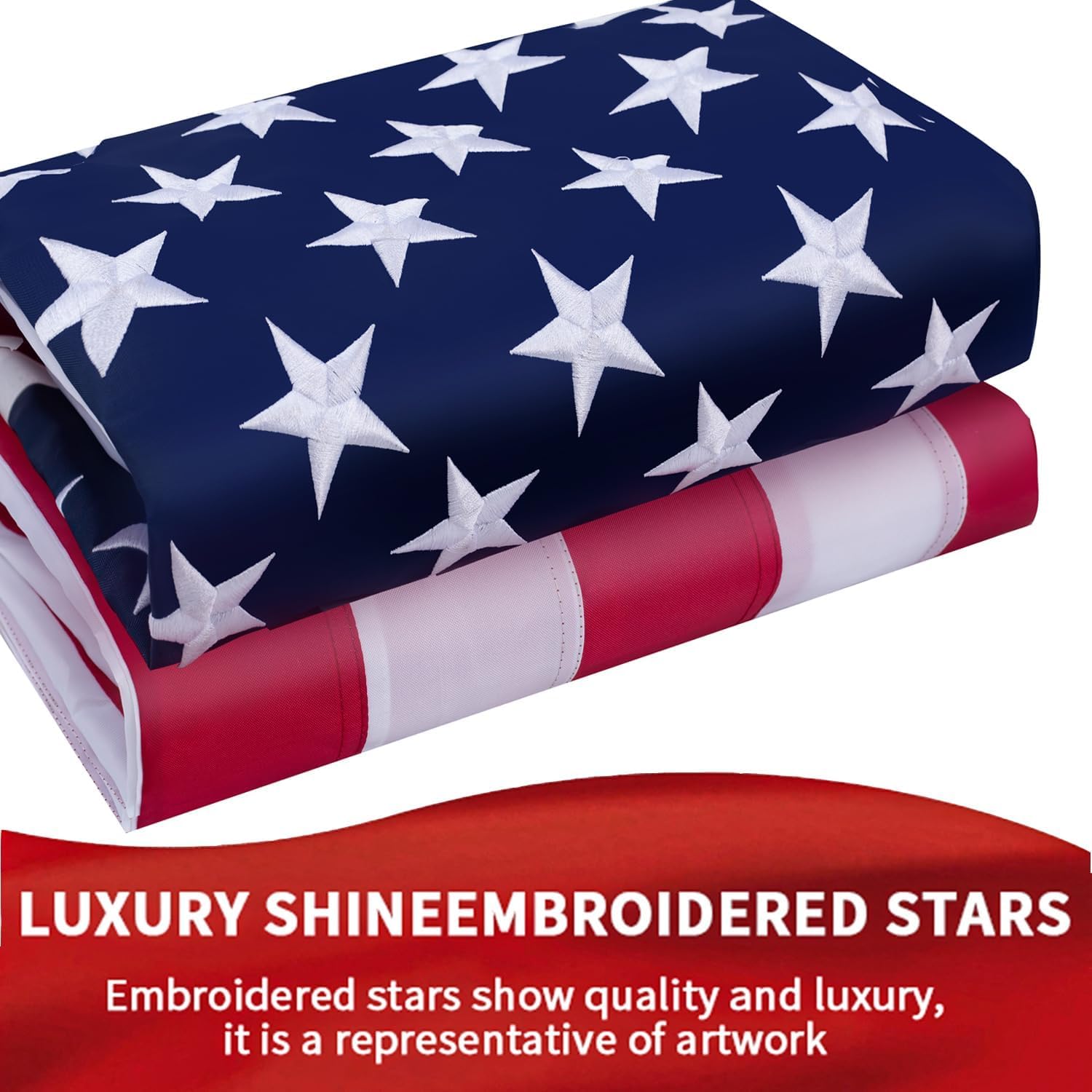 American Flags for Outside 3x5 Ft, Heavy Duty Outdoor US Flag with Waterproof Embroidered Stars, Sewn Stripes & Brass Grommets for High Wind, UV Fade Resistant