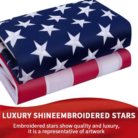 American Flags for Outside 3x5 Ft, Heavy Duty Outdoor US Flag with Waterproof Embroidered Stars, Sewn Stripes & Brass Grommets for High Wind, UV Fade Resistant