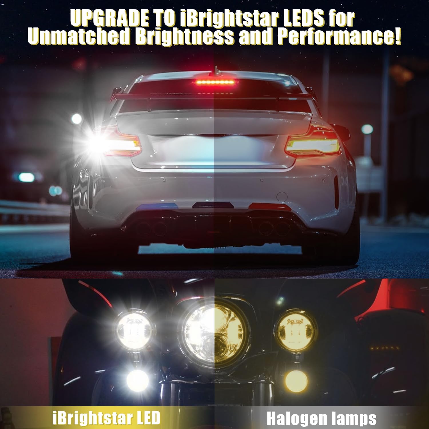 iBrightstar 3157 LED Bulb White, 4157 3156 LED Reverse Light Bulbs Super Bright for Tail Brake Lights Backup Lights Turn Signal Lights, 2 Pack