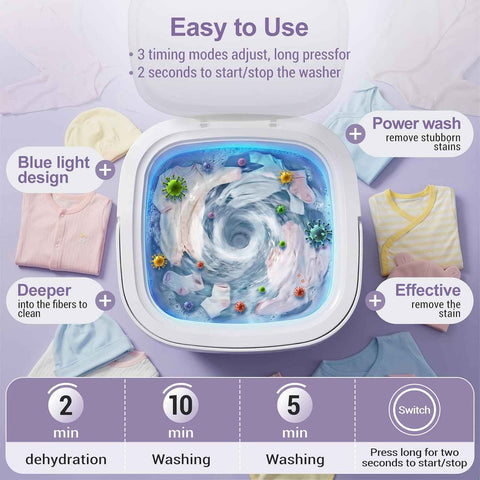Portable Clothes Washing Machines,16L Foldable Mini Laundry Machine with Spinner Basket,3 Cleaning Modes for Small Baby, Underwear, Socks,Ideal for Home,Travel,Dorms,Camping,Hotel and Apartment BZ