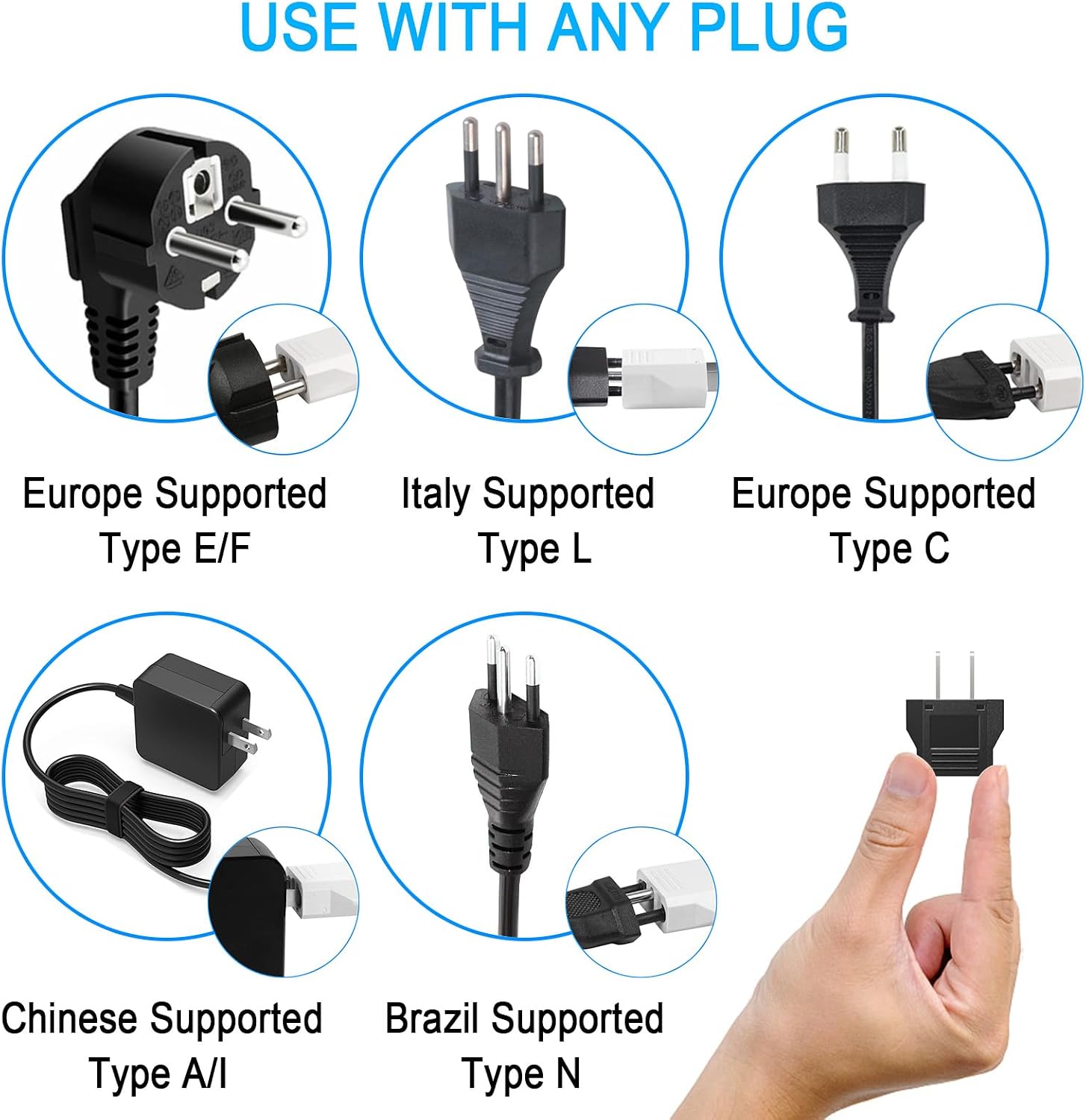 European to US Plug Adapter- 6 Pack American Travel Plug Adapter, 220V to 110V Adapter Plug, Travel Adapter European to American, Canada, Mexico, Type A, Black