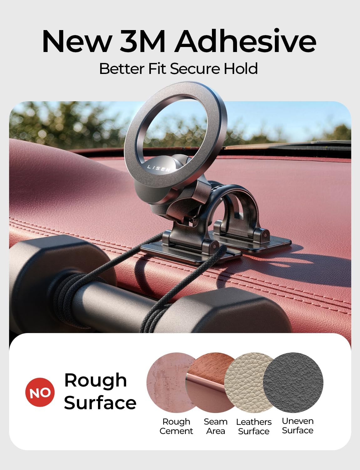 LISEN for MagSafe Car Phone Mount -Strong Magnets Magnetic Phone Holders for Your Car 2-in-1 Vent Dashboard Magnet Cell Phones Holder Mounts Car Accessories Gifts for Men Women fit iPhone, Black