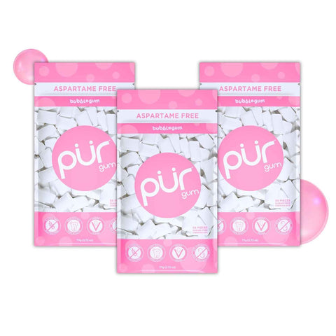 PUR Gum, Bubblegum, Xylitol Gum, No Artificial flavour, 165 Count (3x55)