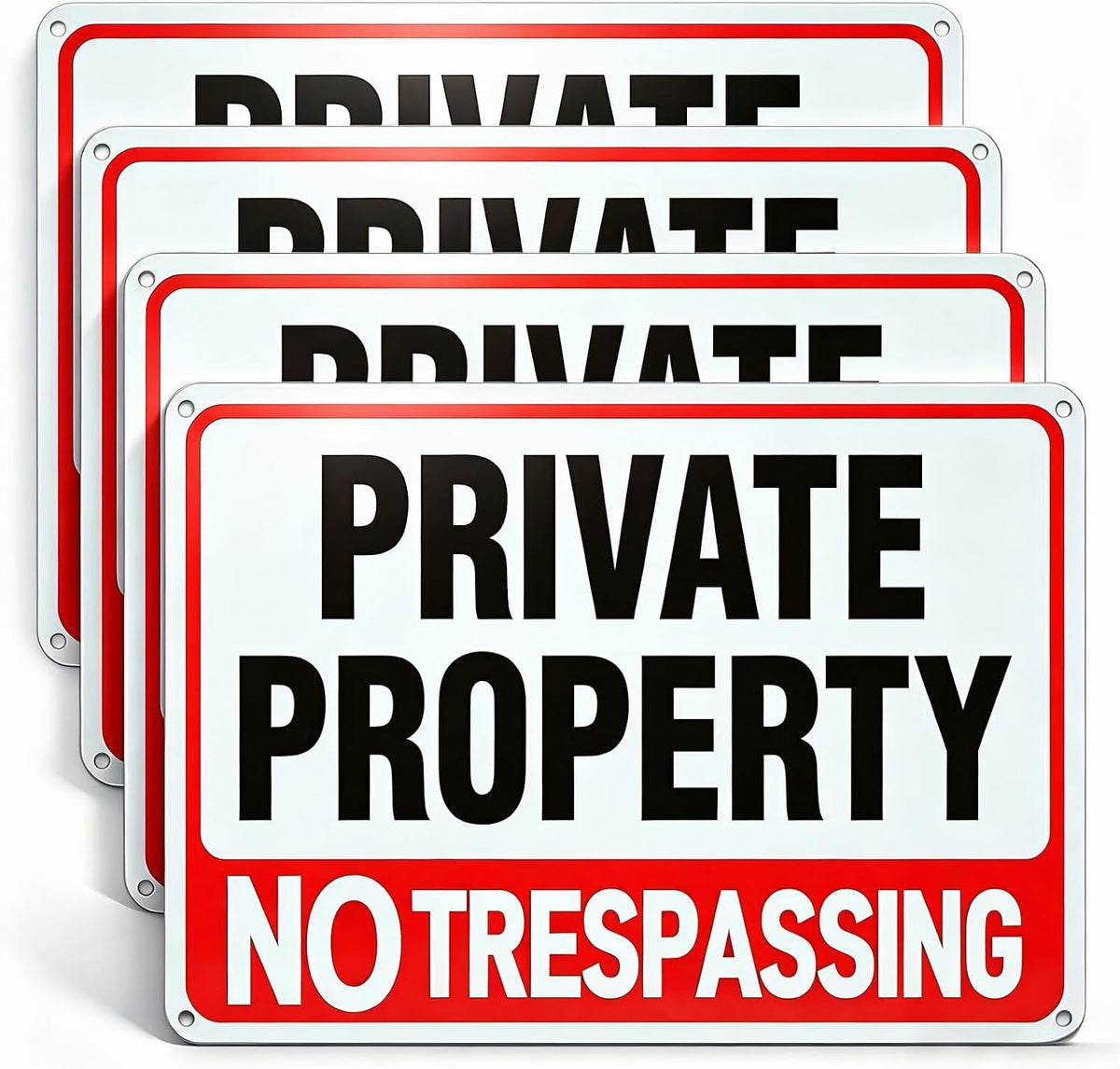 4 Pack large No Trespassing Signs Private Property, 12x8 In Aluminum Sign