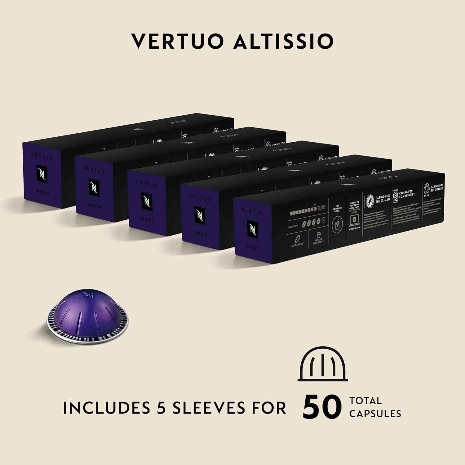 Nespresso Vertuo, Altissio, Medium Roast, 50-Count Espresso Coffee Pods | Capsules Pack of 1