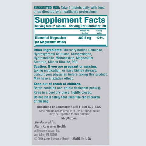 Mag-Ox High Potency Magnesium Supplement, Tablets, 120 Count, Pack of 2 | Pharmaceutical Grade Magnesium Oxide, 482 mg Per Dose, Magox 400 Magnesium