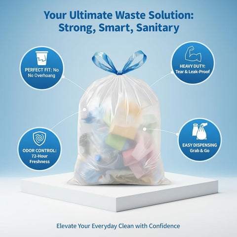 Small Trash Bags 4 Gallon Drawstring,1.1 Mil,Unscented,120 Count