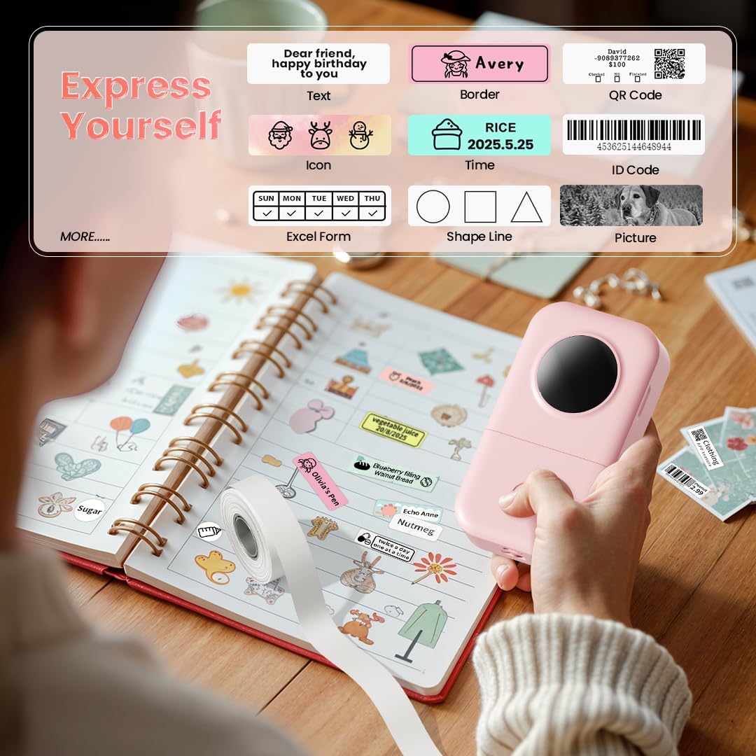 Phomemo Label Maker, Bluetooth Mini Portable Label Printer for Home School