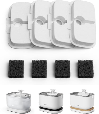 PETLIBRO 4 Packs Replacement Filters for Dockstream Cat Water Fountain PLWF105/PLWF115/PLWF005, 2 Months Set of Replacement Filters for Ultra Quiet Pet Water Fountain